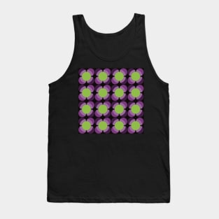 Purple and Green Retro Flower Pattern Tank Top